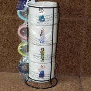 Rae Dunn Disney Encanto Coffee Tea Mug Set Stackable w/  Wire Rack New